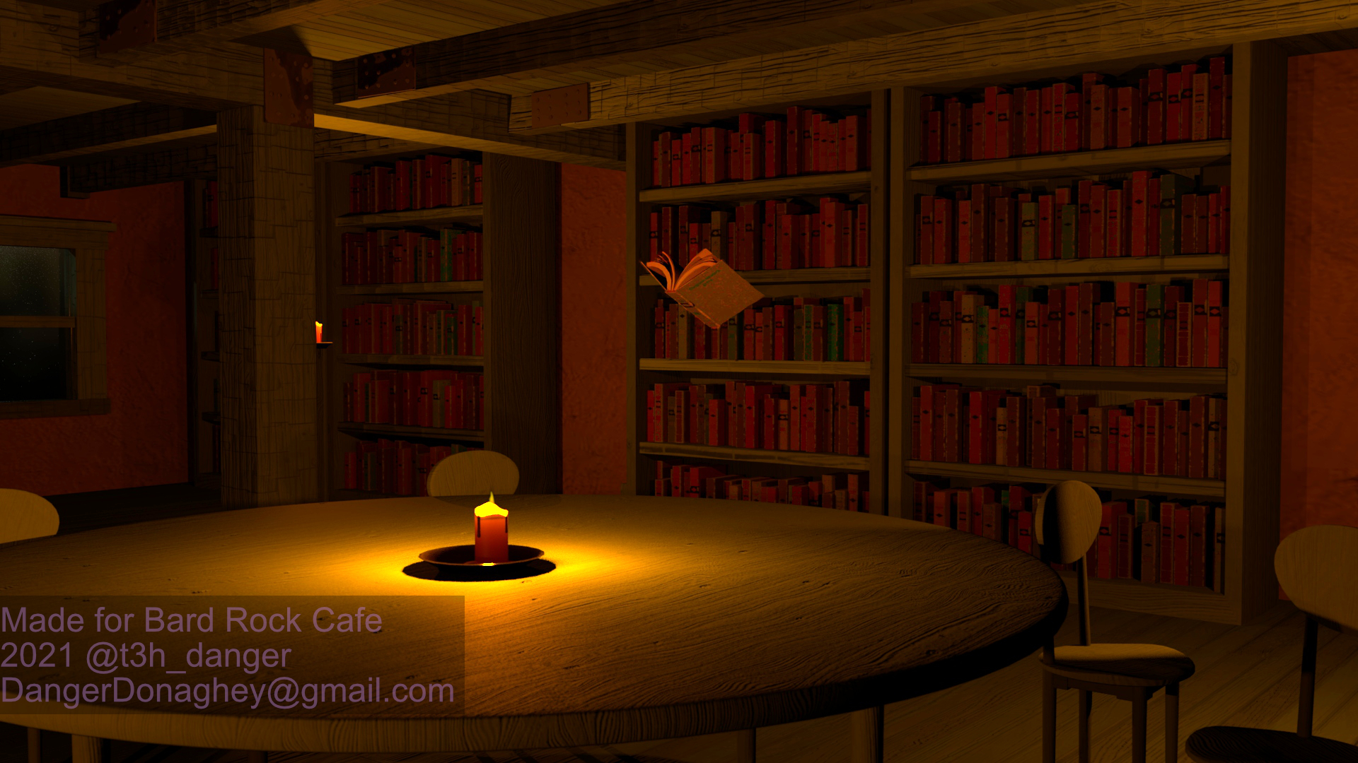 An unseen servant searches books in a library for *redacted* material.